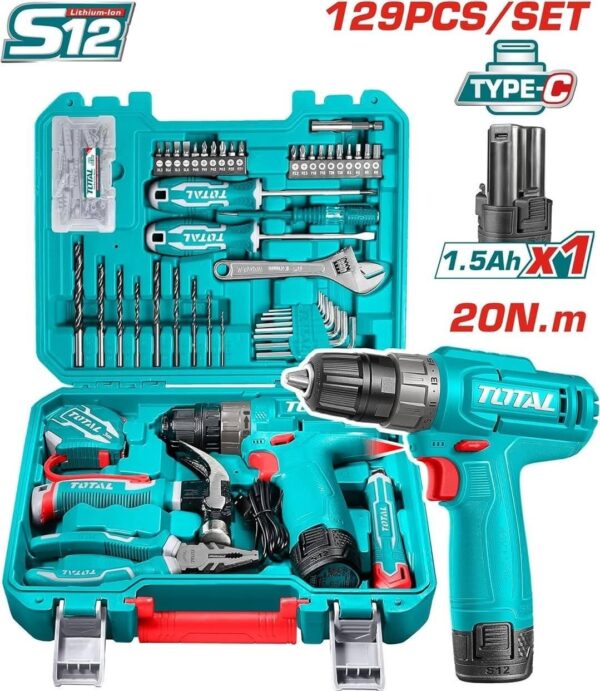 شنيور شحن ١٢ فولت مع الإكسسوارات 129ق